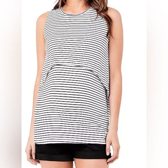 Ripe. Tiered Nursing Tank Top. Black/Grey/White. Size XL. - Picture 1 of 9